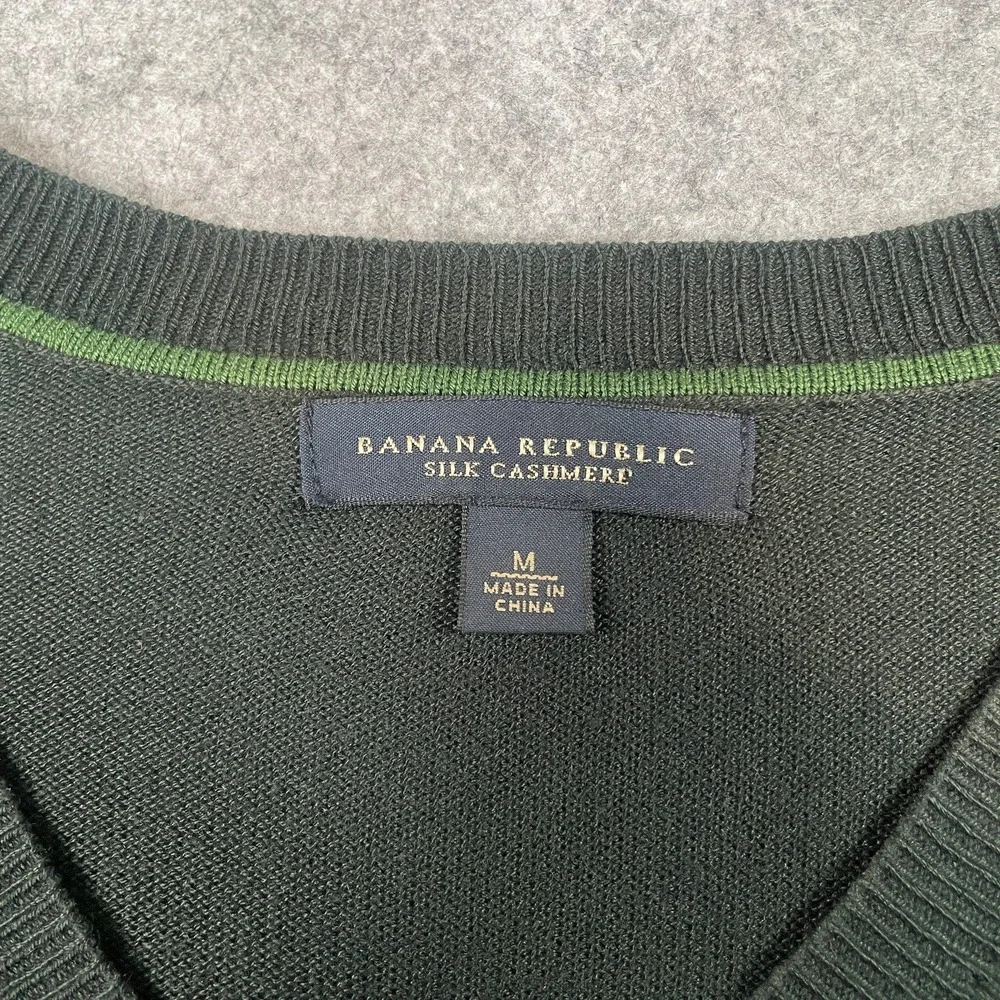 Banana Republic Silk Cashmere Mens Sweater M Dark Green Office